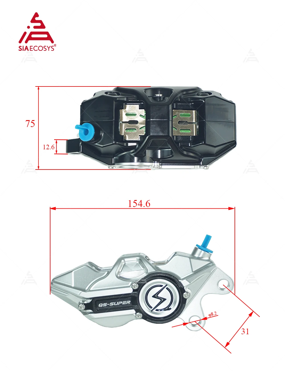 QS 4-Piston Forged Aluminum Br - огляд і ціна Forged Front Brake Caliper 4 Piston